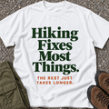 Hiking Fixes Most Things T-shirt in White