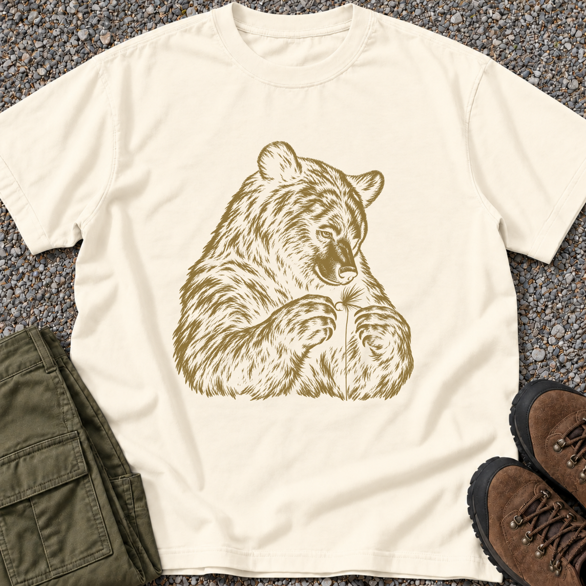 Bear Sketch T-shirt in Ivory