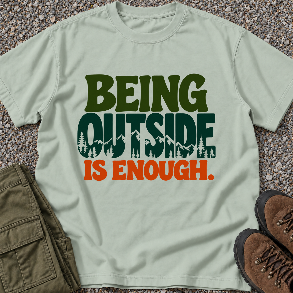 Being Outside Is Enough T-shirt in Bay