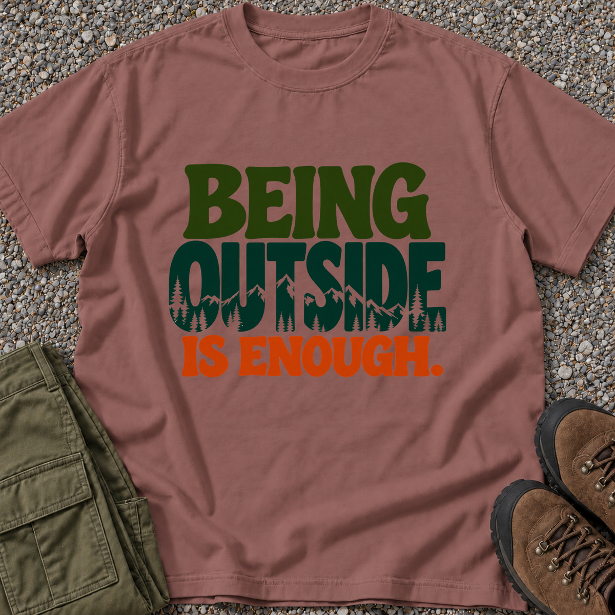Being Outside Is Enough T-shirt in Brick