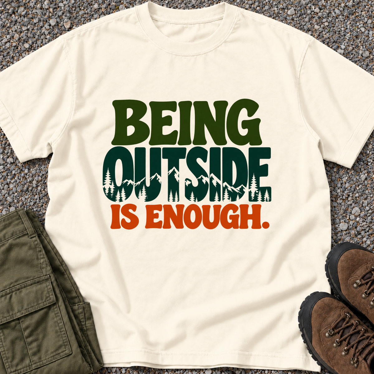 Being Outside Is Enough T-shirt in Ivory