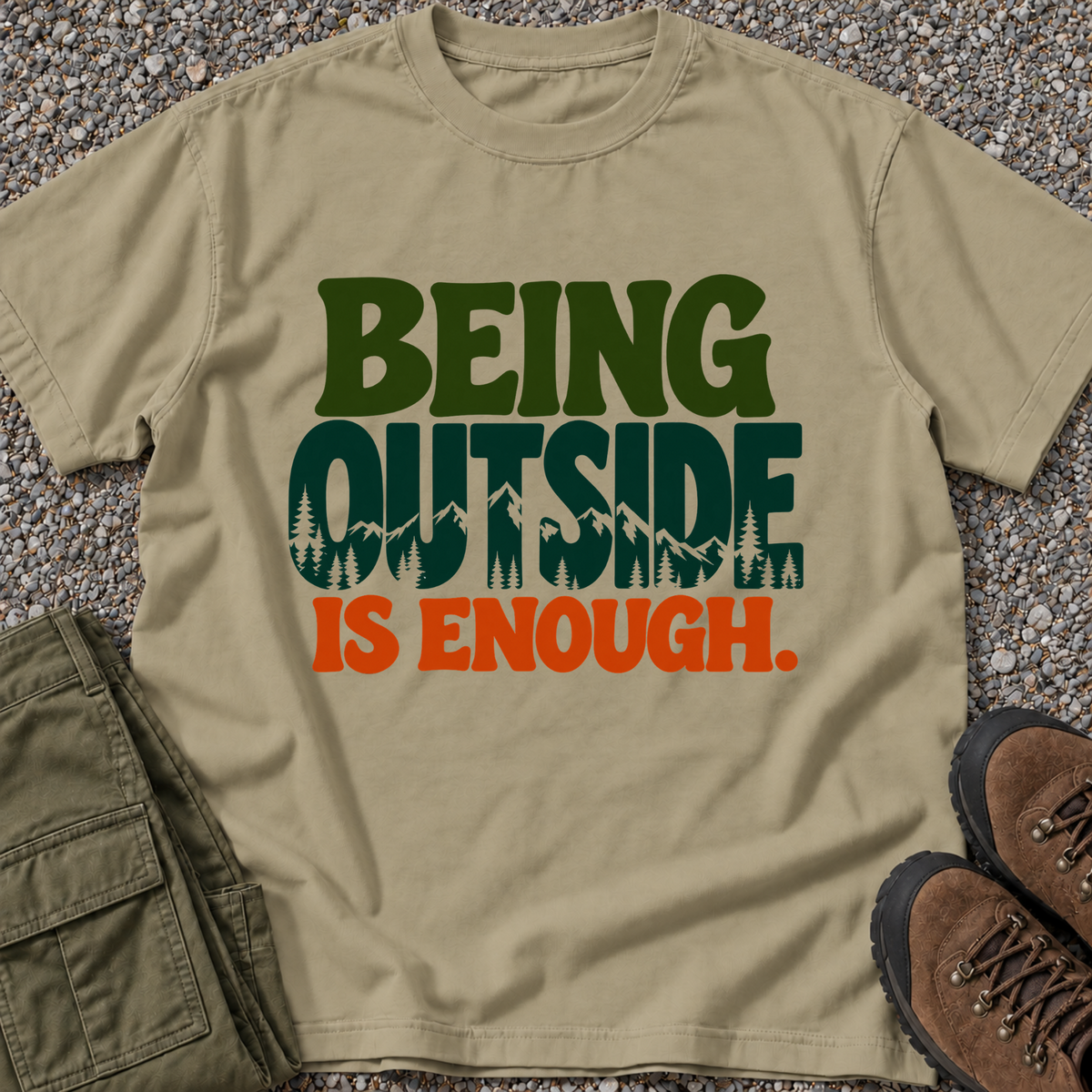 Being Outside Is Enough T-shirt in Khaki