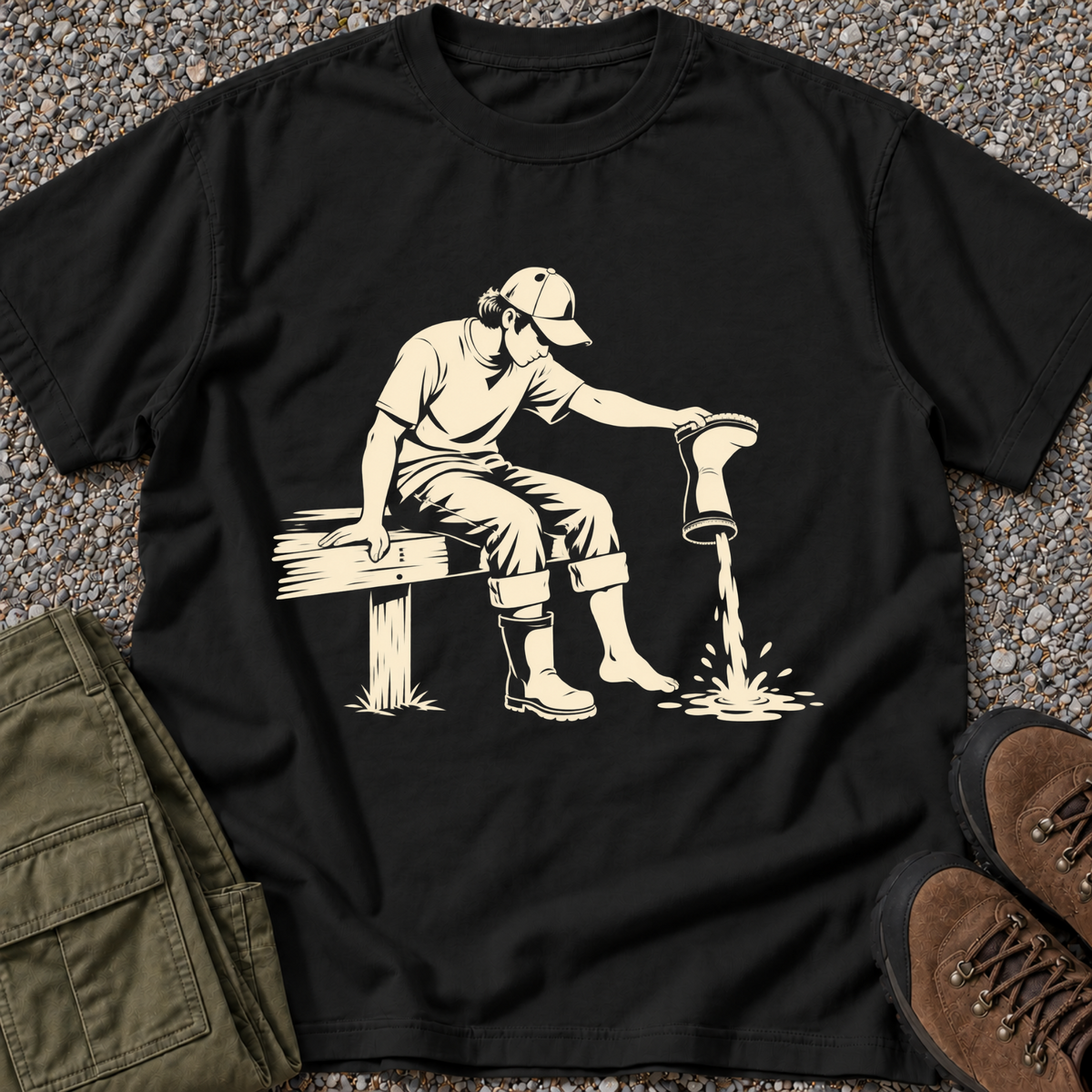 Camping Hike Silhouette T-shirt in Black