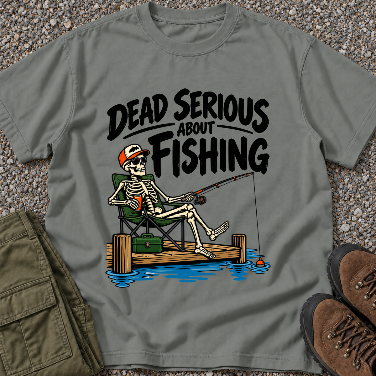 Dead Serious About Fishing T-shirt in Grey