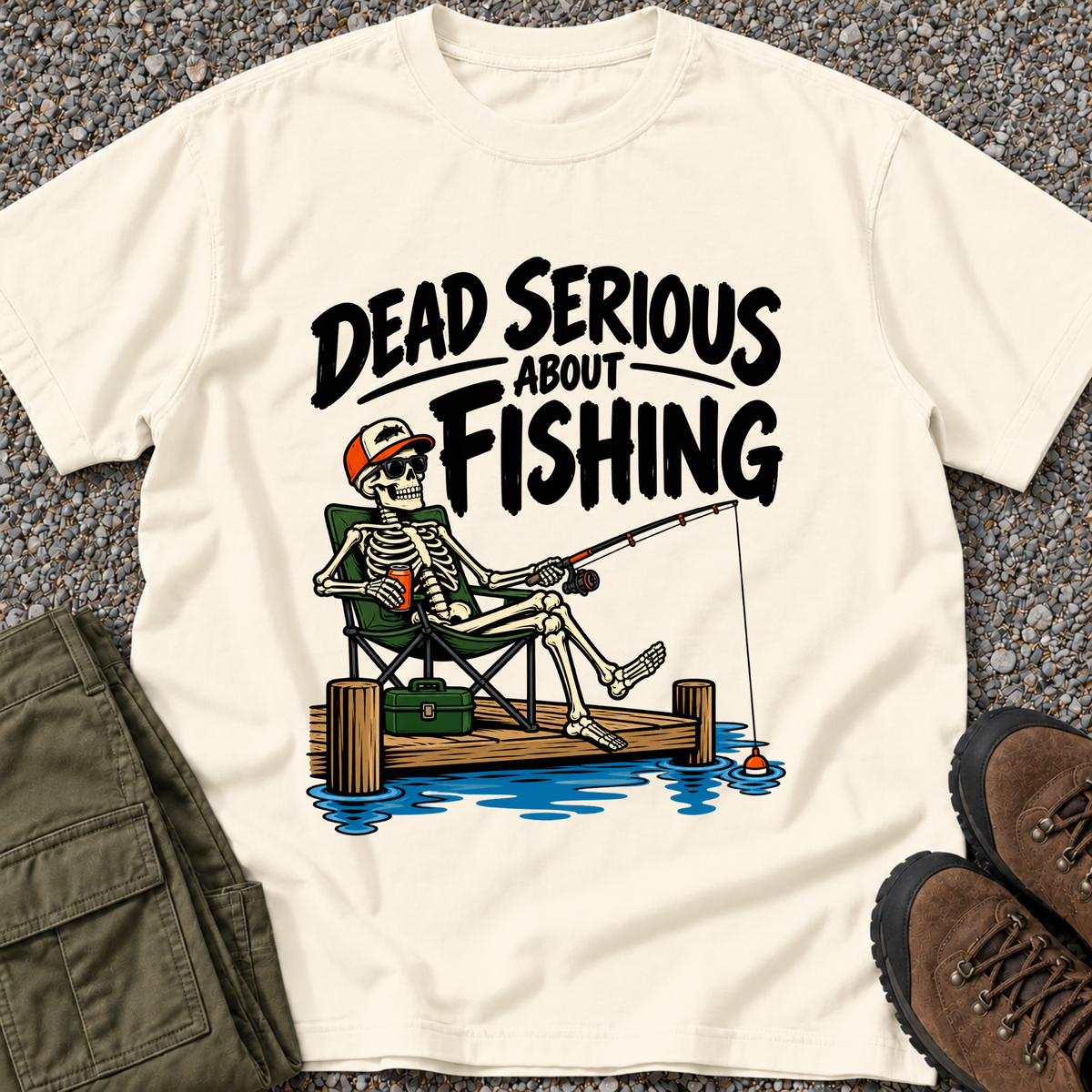 Dead Serious About Fishing T-shirt in Ivory