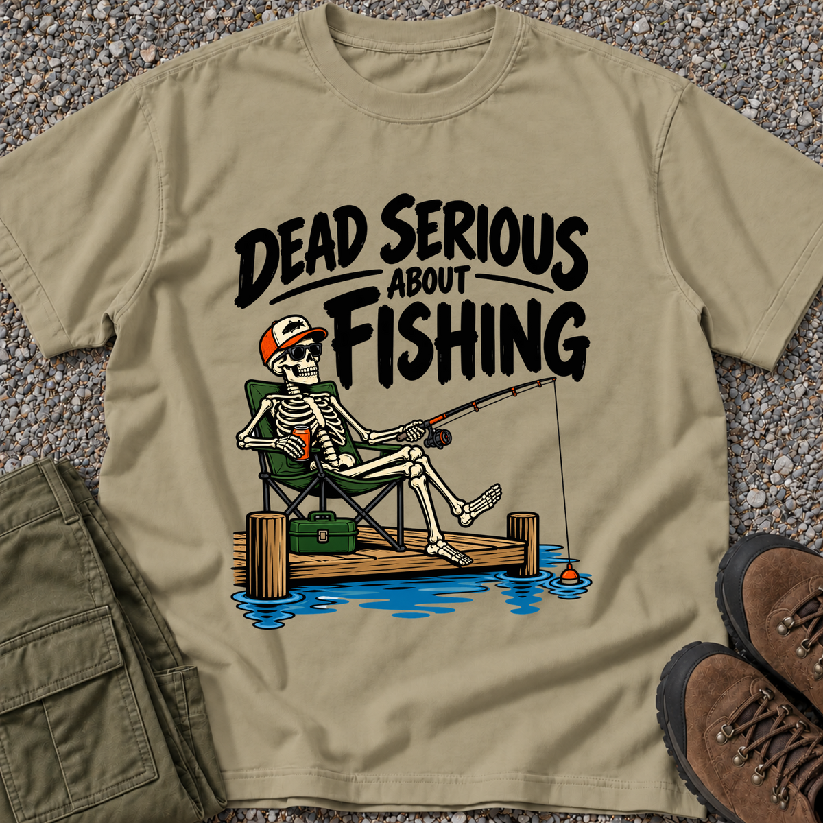 Dead Serious About Fishing T-shirt in Khaki