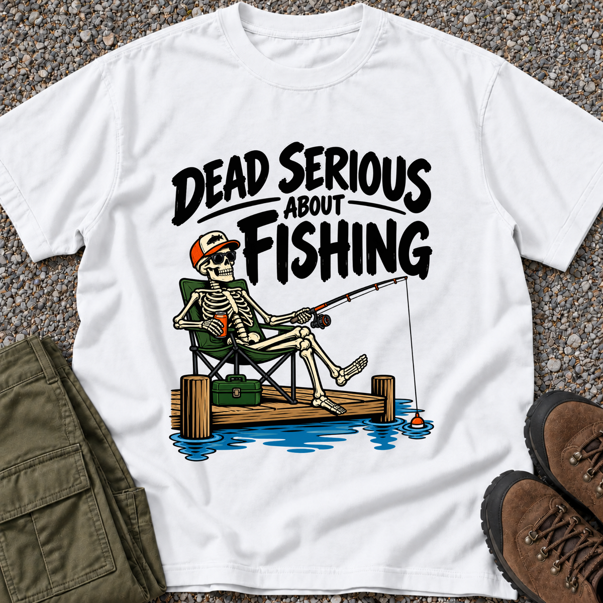 Dead Serious About Fishing T-shirt in White