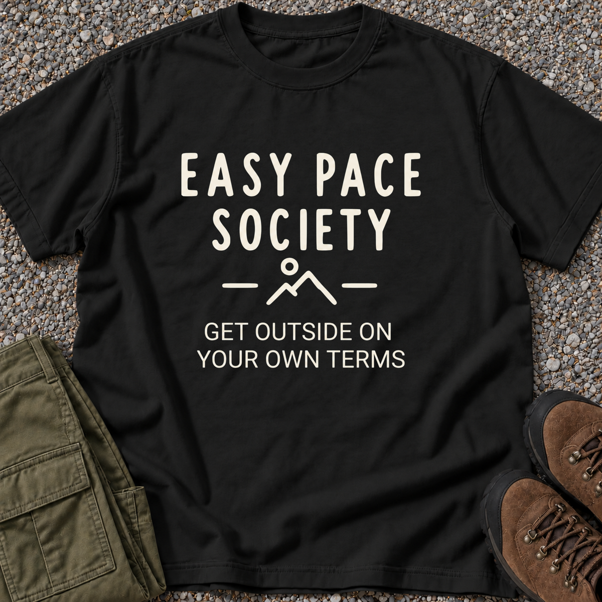 Easy Pace Society — Get Outside on Your Own Terms T-shirt in Black