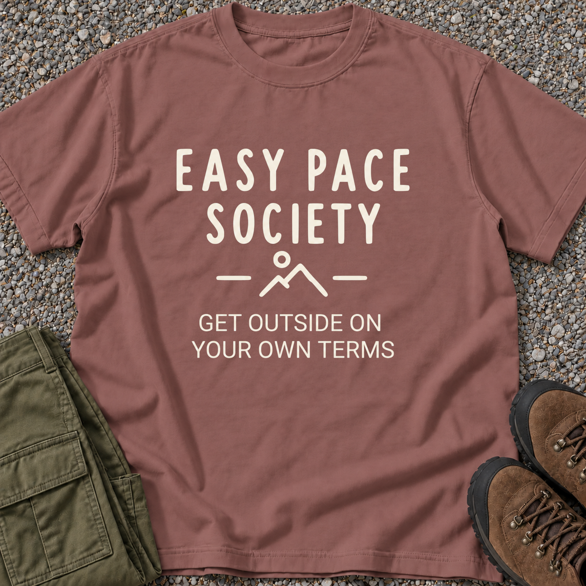 Easy Pace Society — Get Outside on Your Own Terms T-shirt in Brick
