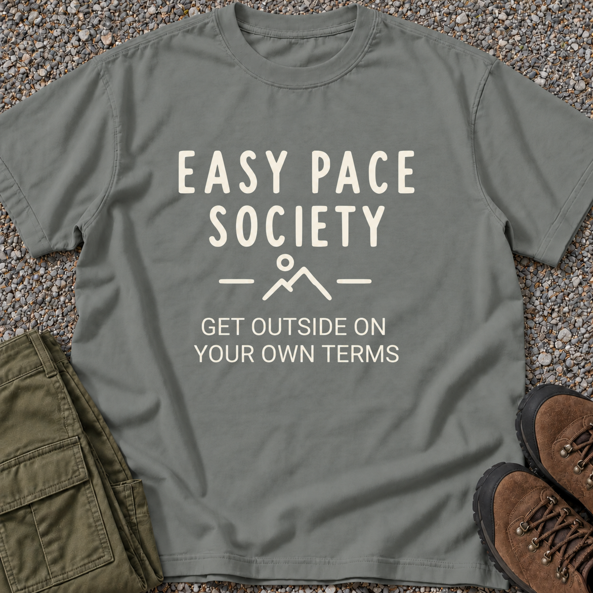Easy Pace Society — Get Outside on Your Own Terms T-shirt in Grey