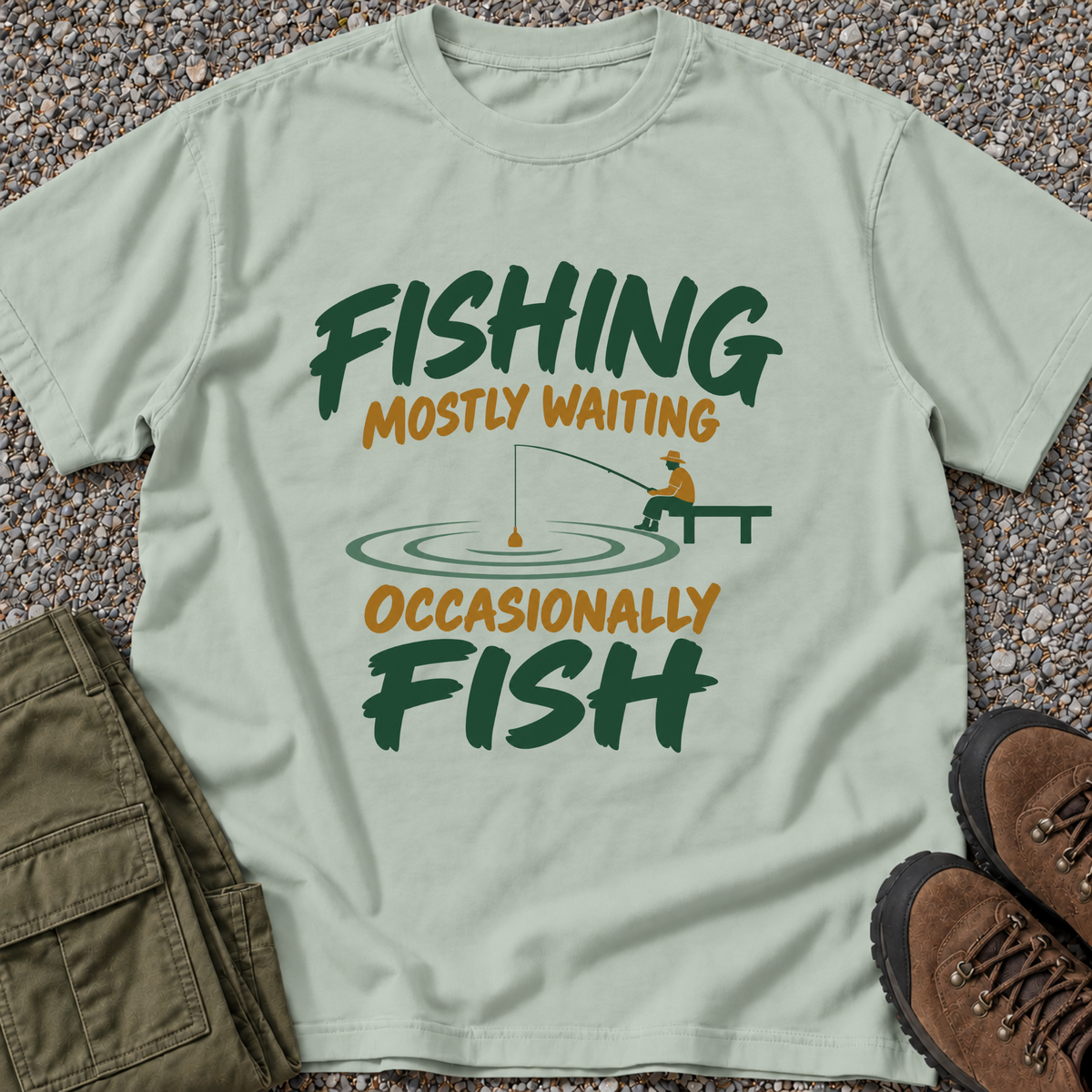 Fishing. Mostly Waiting. Occasionally Fish. T-shirt in Bay