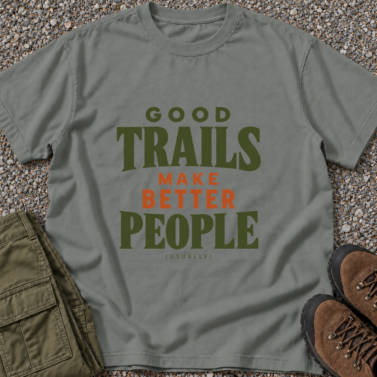 Good Trails Make Better People T-shirt in Grey