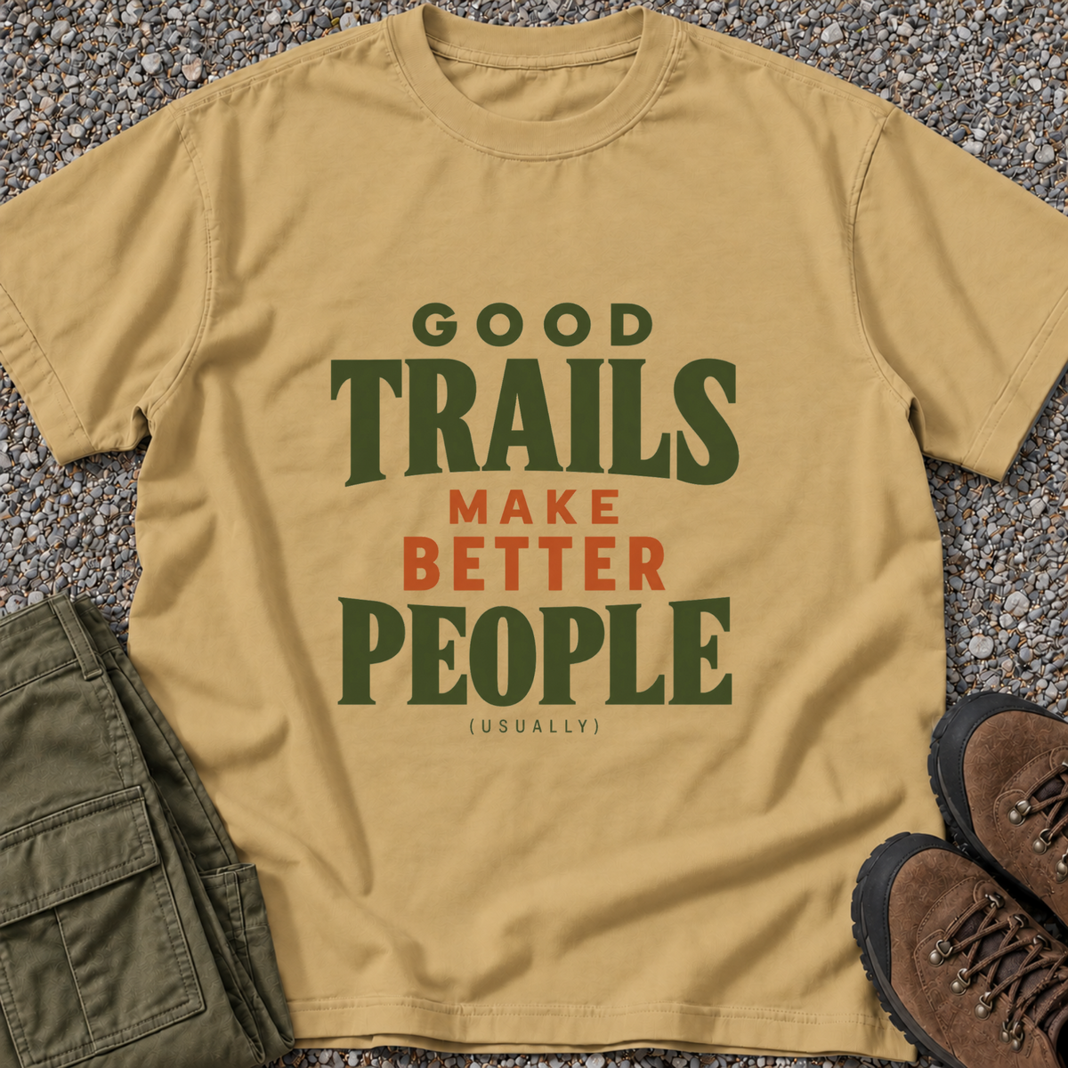 Good Trails Make Better People T-shirt in Mustard