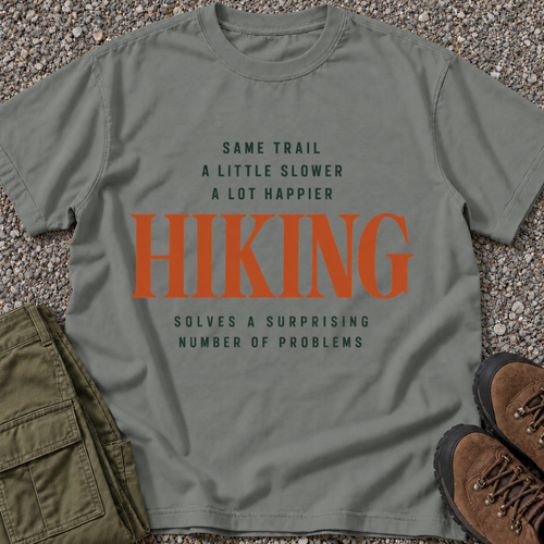 Hiking Same Trail A Little Slower A Lot Happier T-Shirt in Grey [Drive 1F9Tl7KUax4FO_WFs55vKUBRRpSlAJ0JO]
