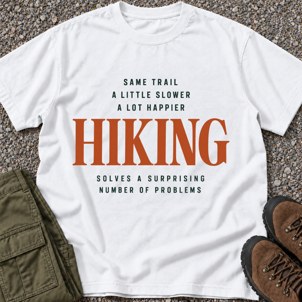 Hiking Same Trail A Little Slower A Lot Happier T-Shirt in White [Drive 1qUWzi_nTCVJImzoZvJNhb0j-IvD0ou9O]