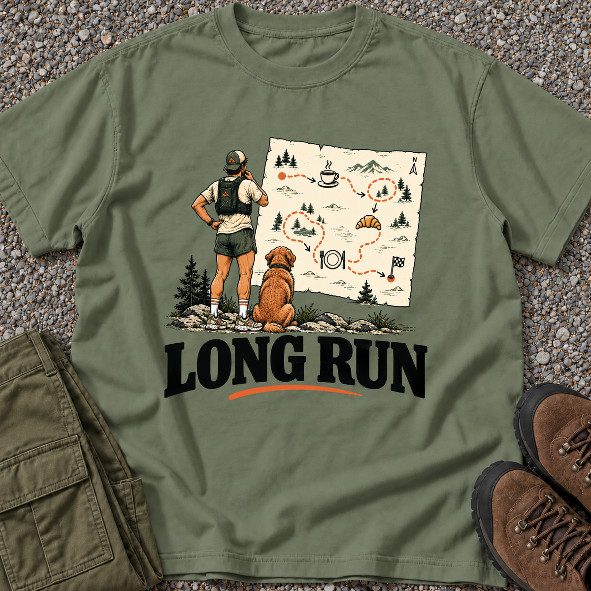 Long Run T-shirt in Moss