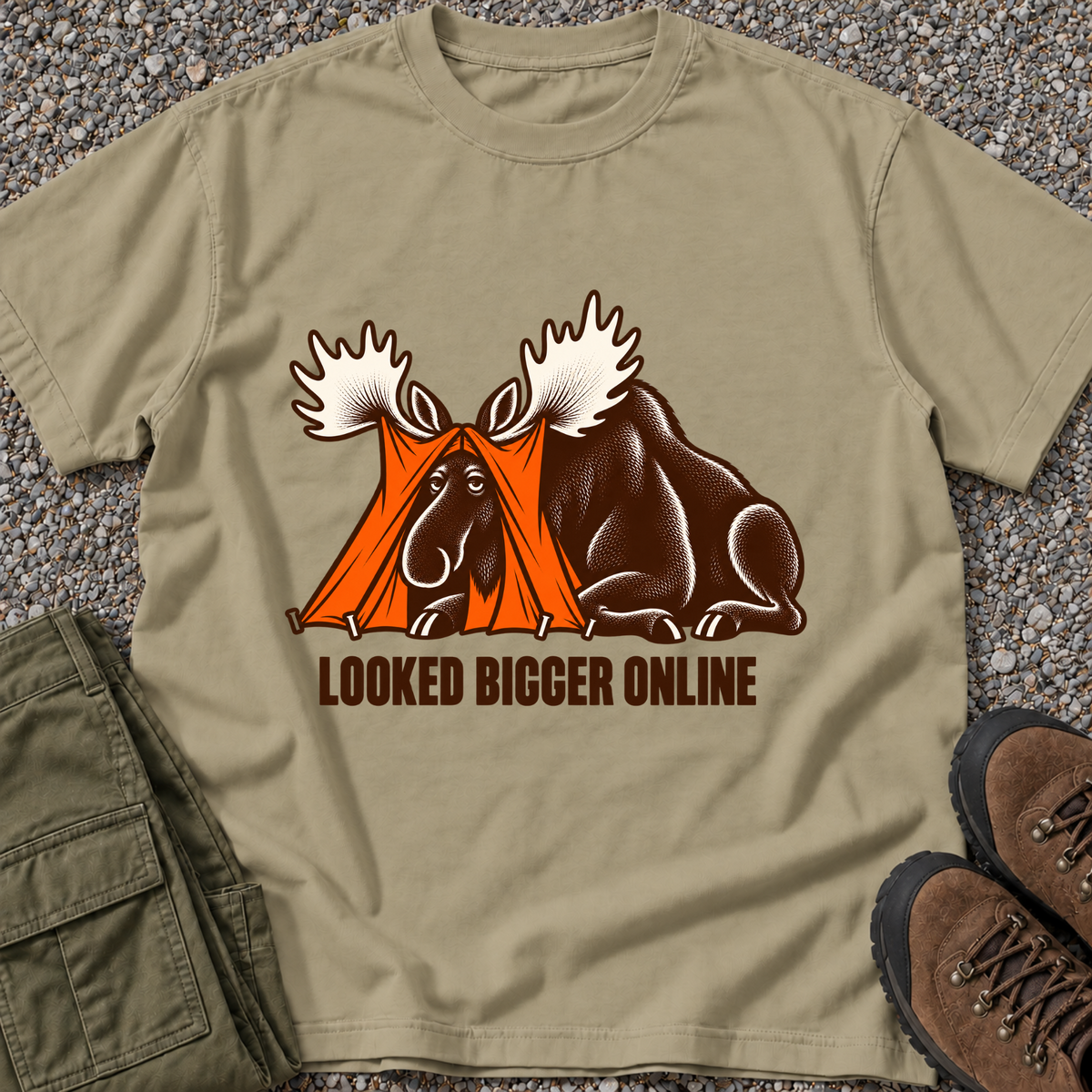 Looked Bigger Online T-shirt in Khaki