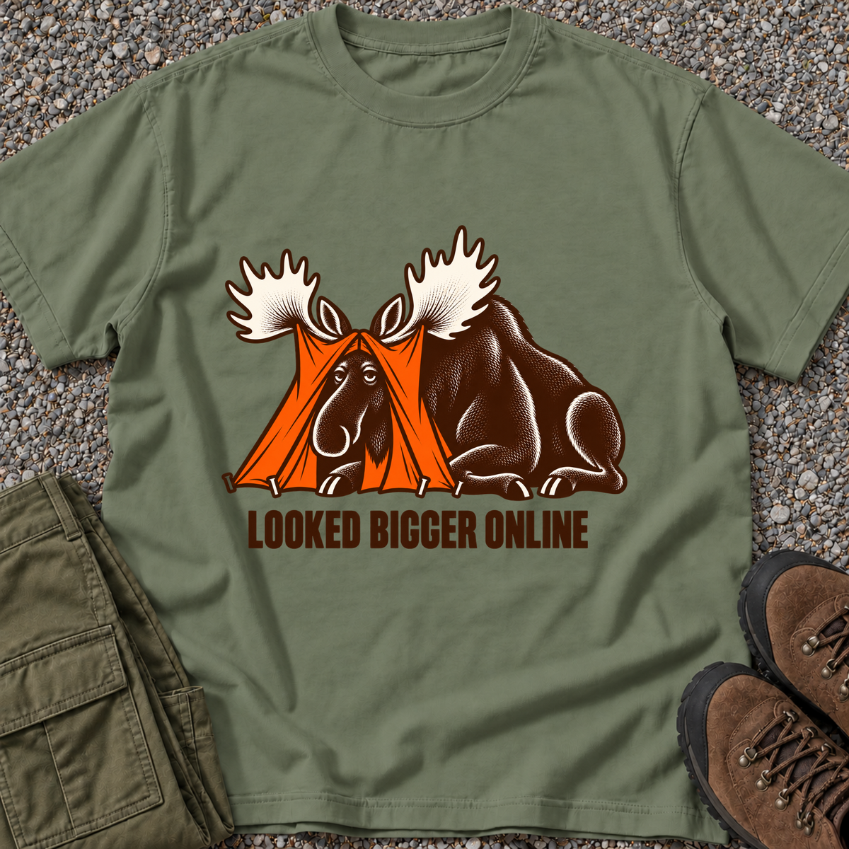 Looked Bigger Online T-shirt in Moss