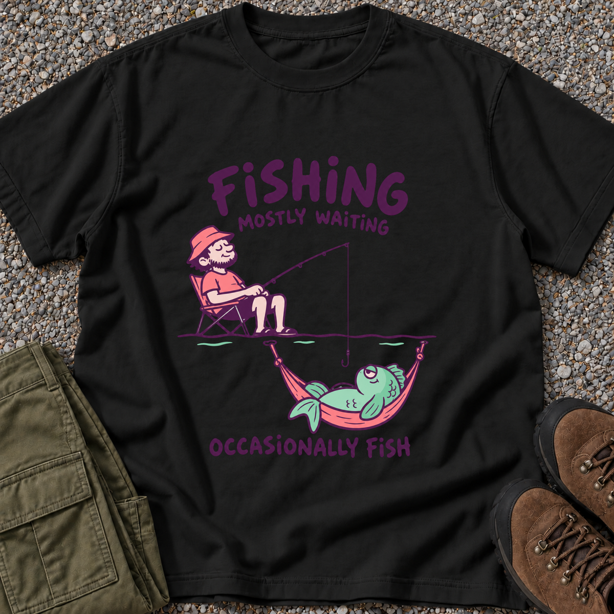 Mostly Waiting — Angler Tee T-shirt in Black