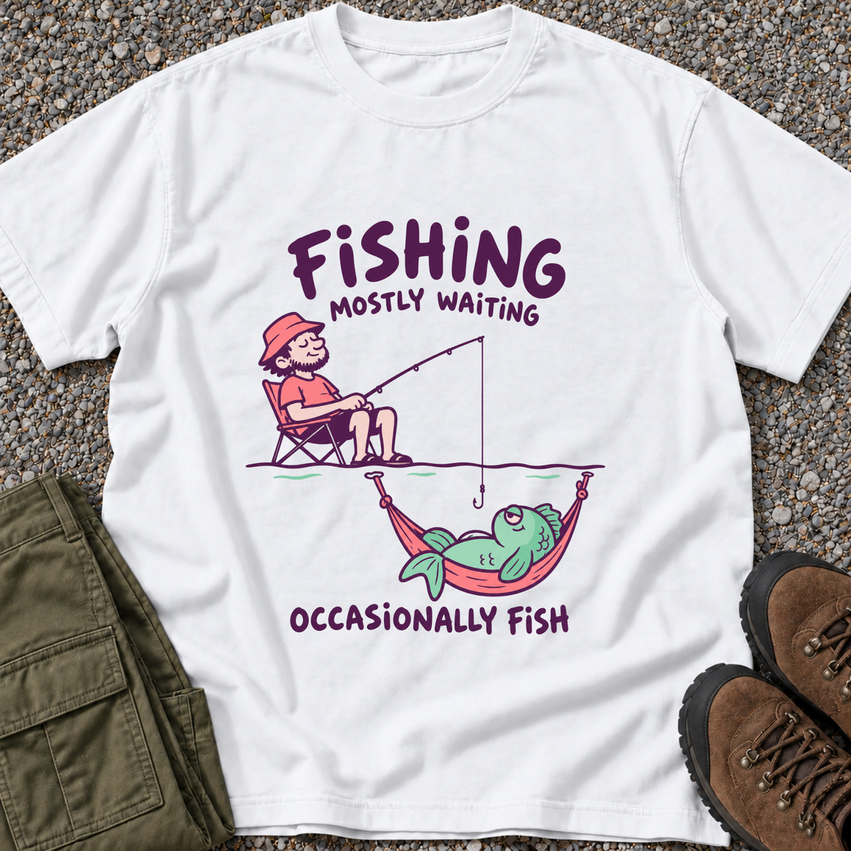 Mostly Waiting — Angler Tee T-shirt in White
