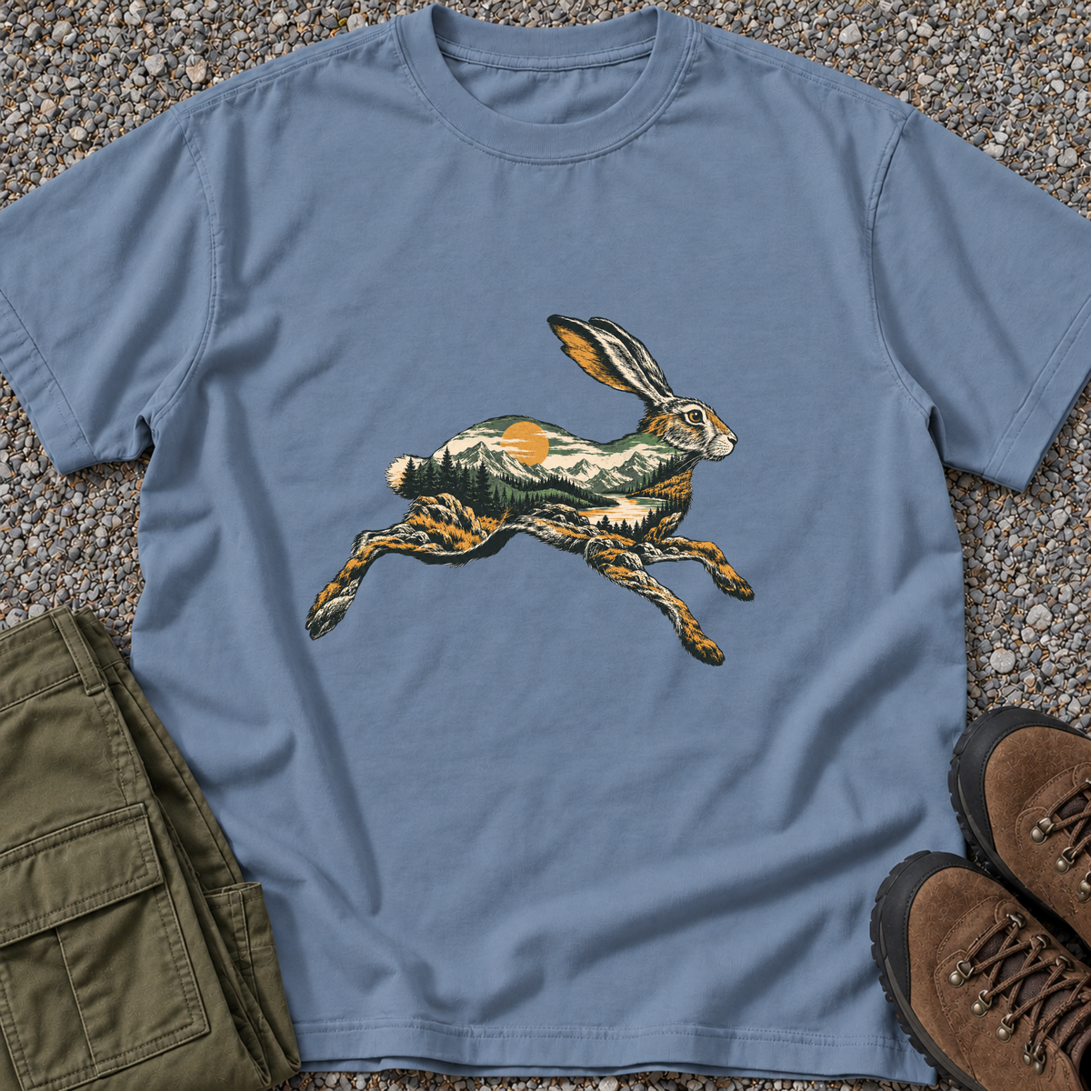 Mountain Hare T-shirt in Blue Jean