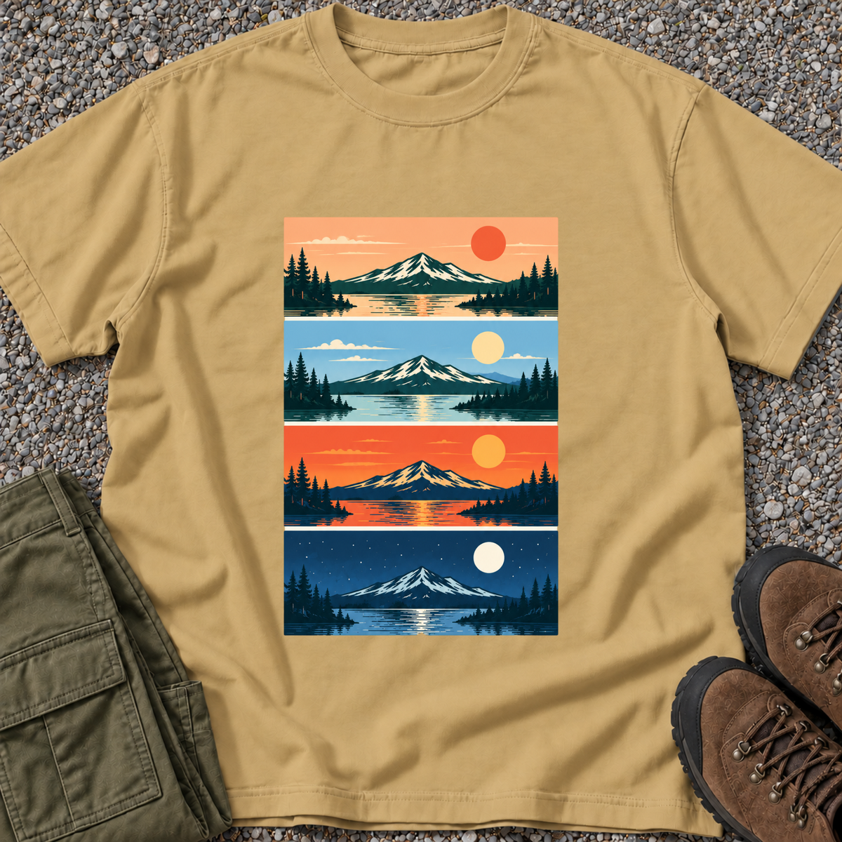 Mountain Sunrise & Moonset – Mustard
