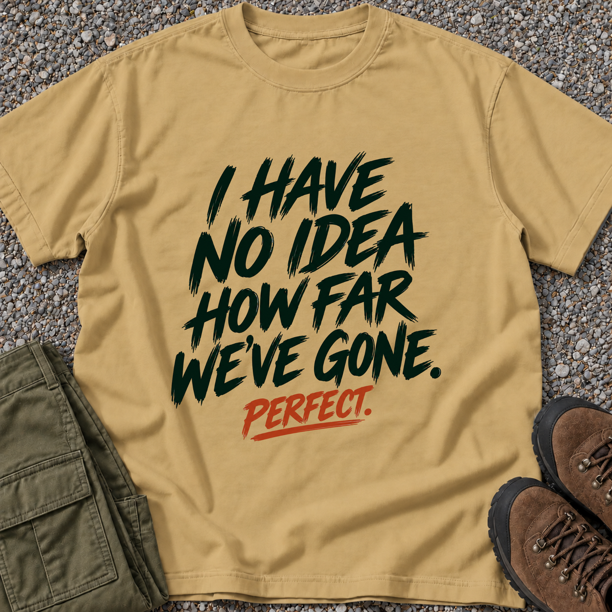 No Idea How Far We've Gone T-shirt in Mustard
