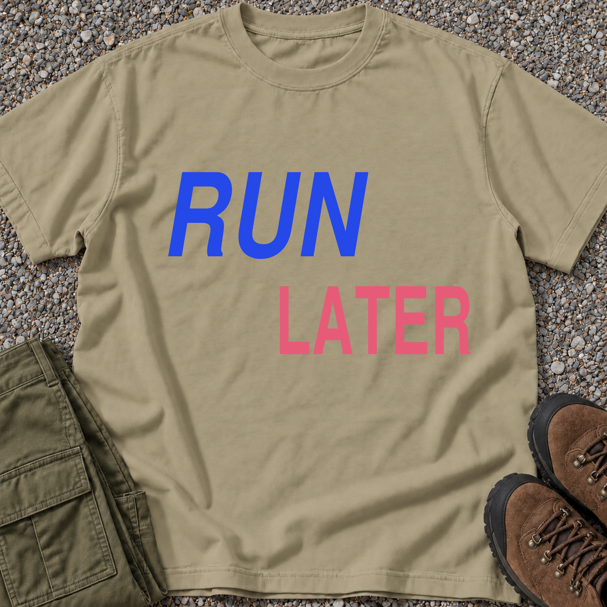 Run Later T-shirt in Khaki