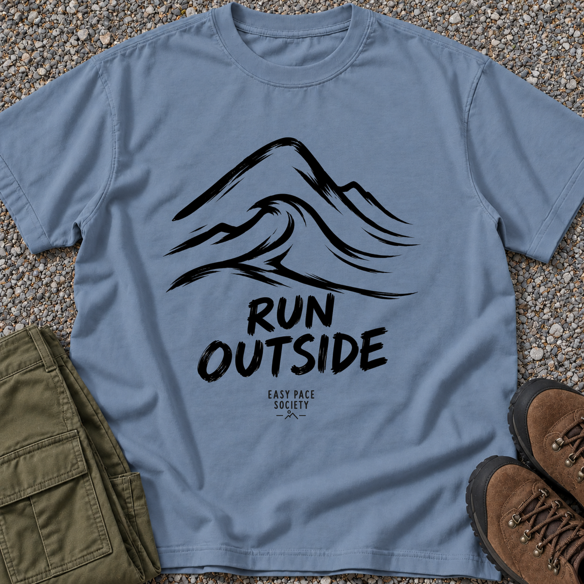Run Outside T-shirt in Blue Jean