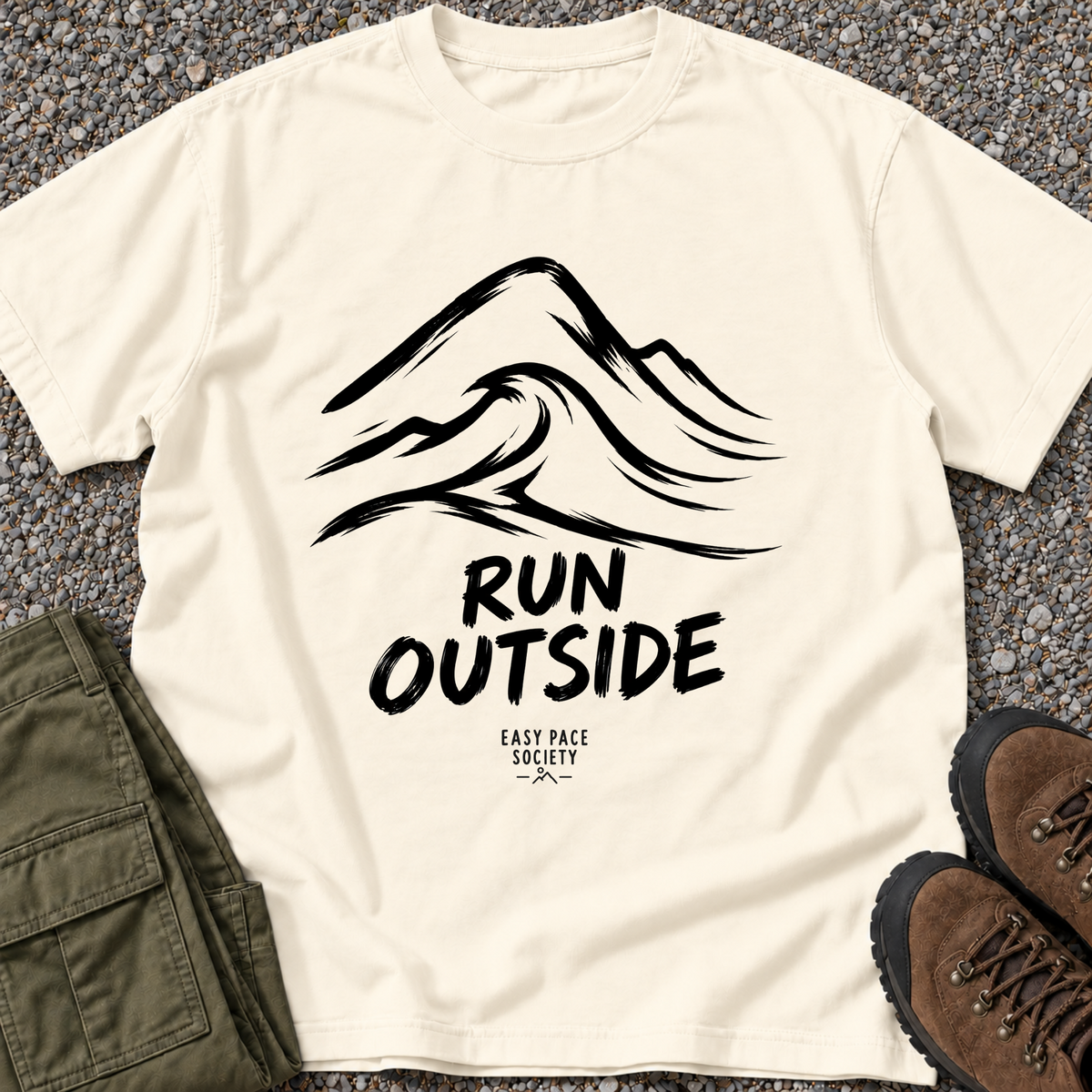 Run Outside T-shirt in Ivory