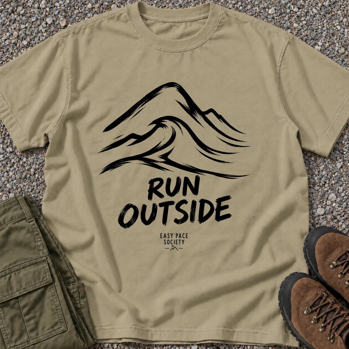 Run Outside T-shirt in Khaki