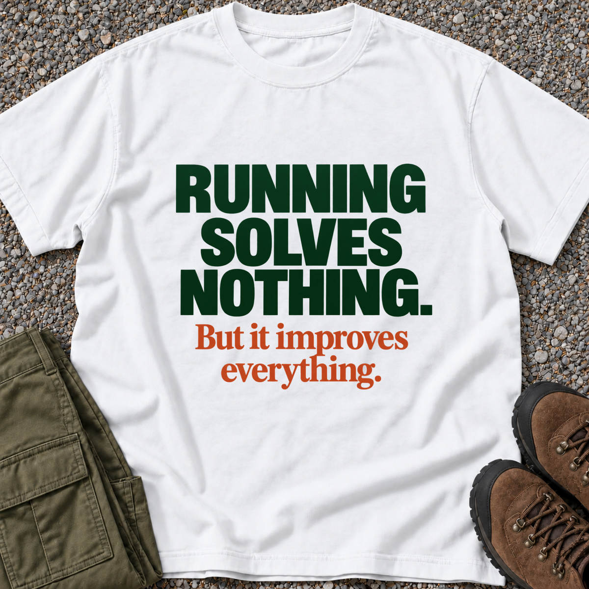 Running Solves Nothing — But It Improves Everything T-shirt in White