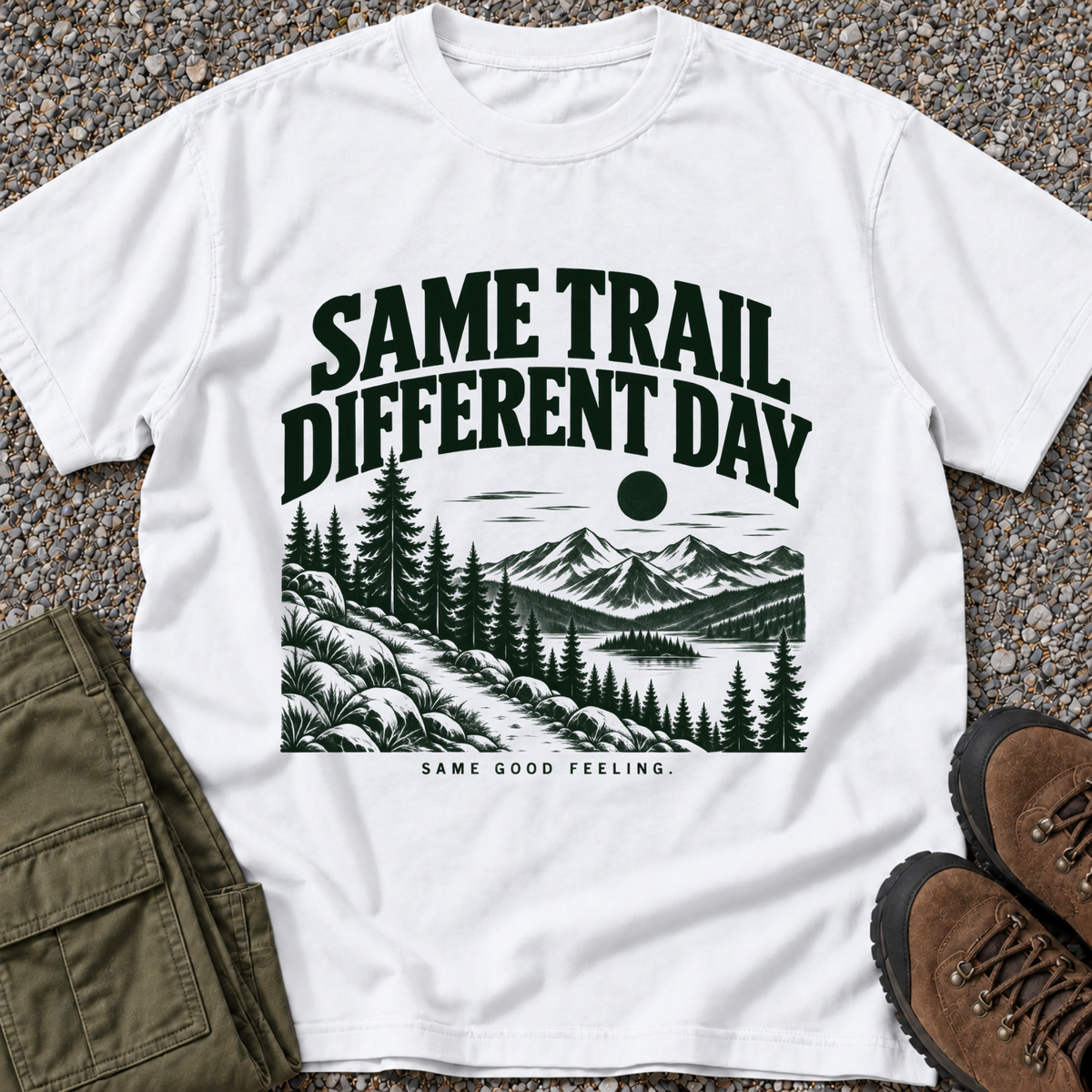 Same Trail Different Day T-shirt in White