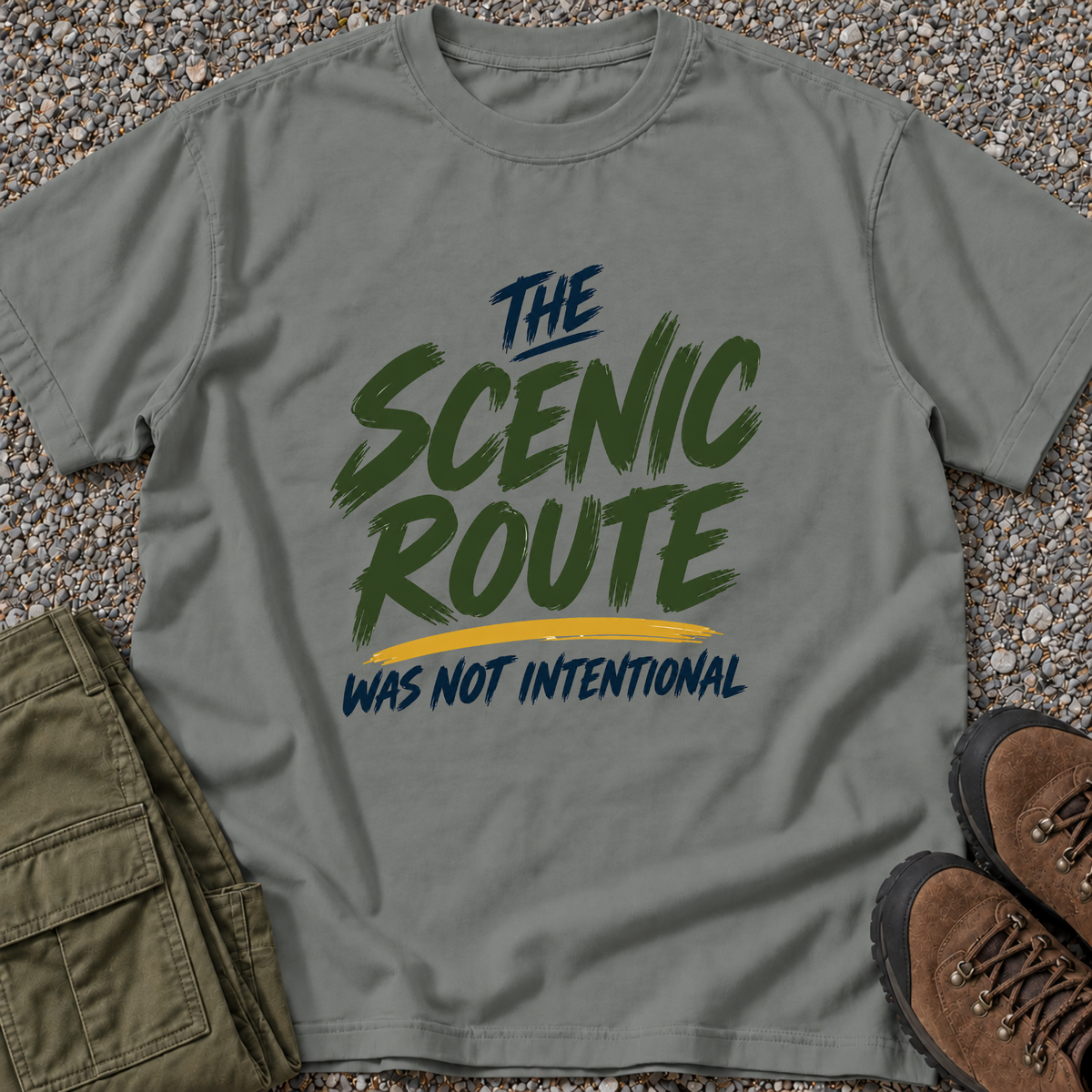 The Scenic Route Was Not Intentional T-shirt in Grey
