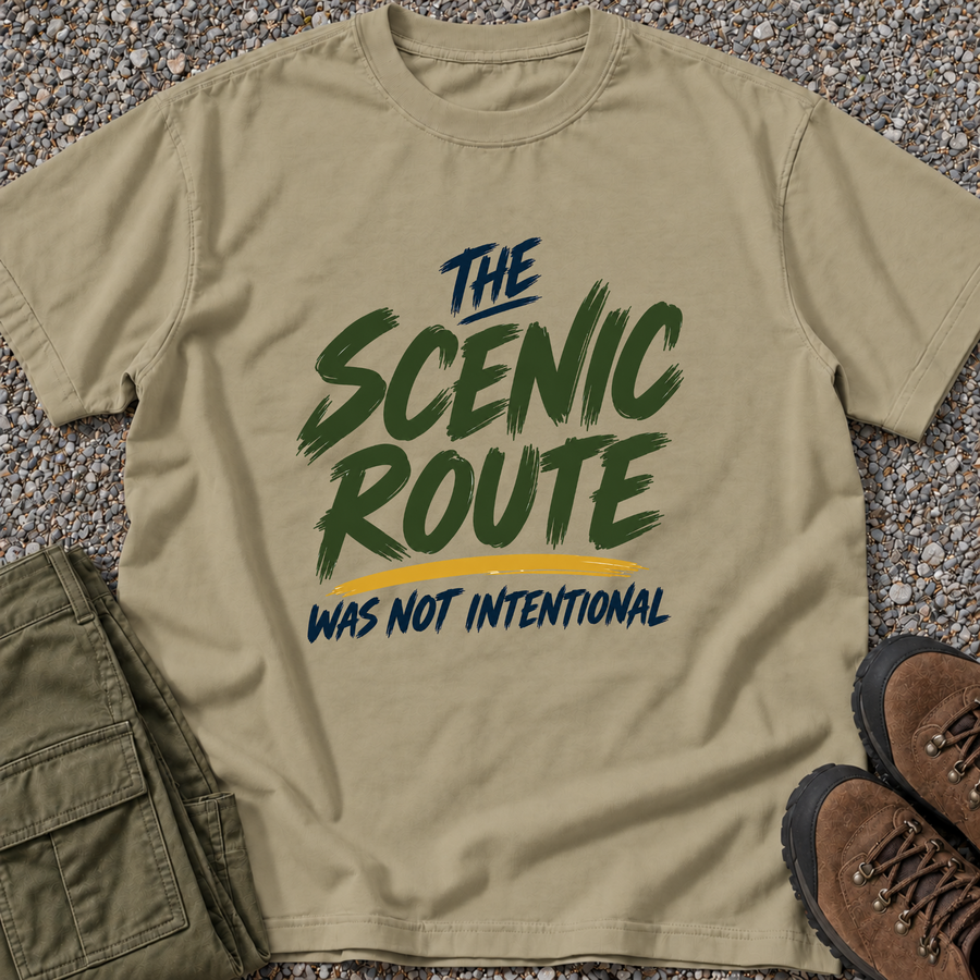 The Scenic Route Was Not Intentional T-shirt in Khaki