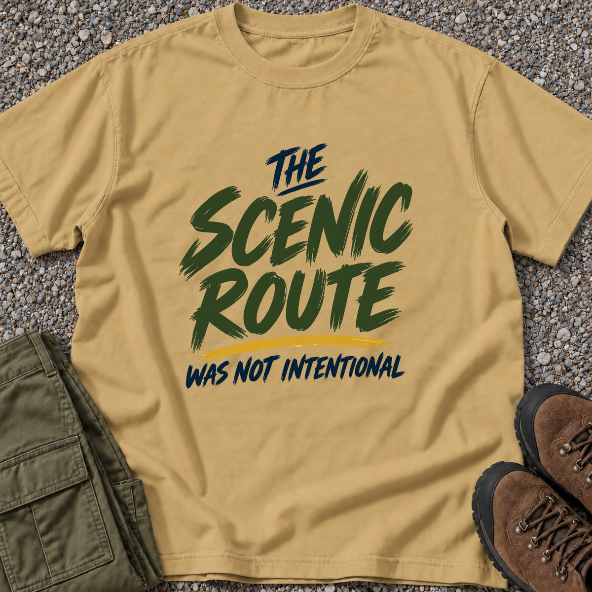 The Scenic Route Was Not Intentional T-shirt in Mustard