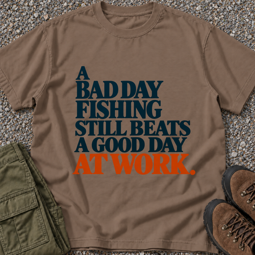 A Bad Day Fishing T-shirt in Espresso
