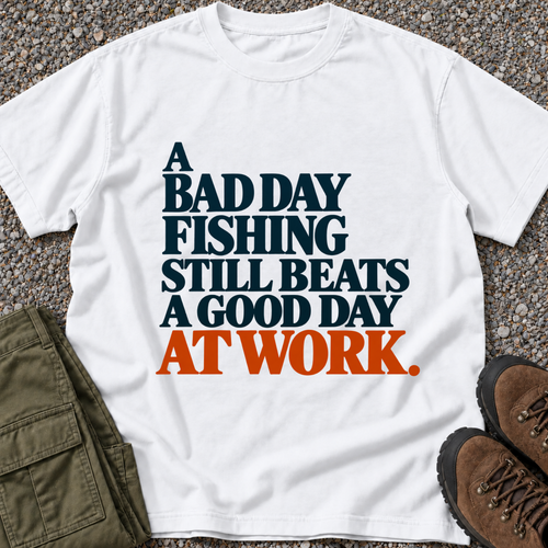 A Bad Day Fishing T-shirt in White