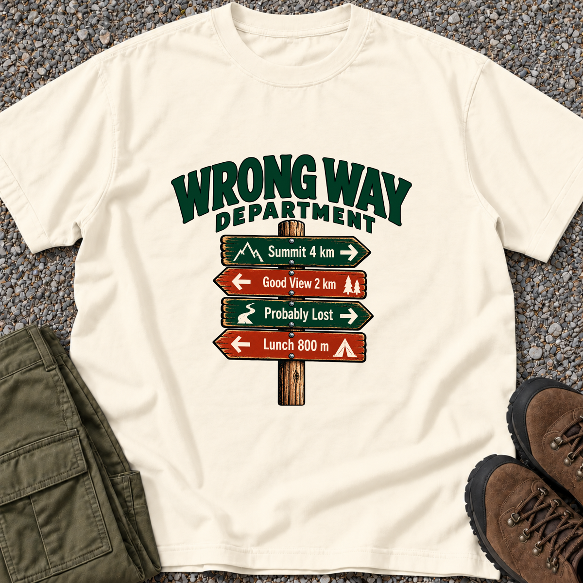 Wrong Way Department — Signpost T-shirt in Ivory