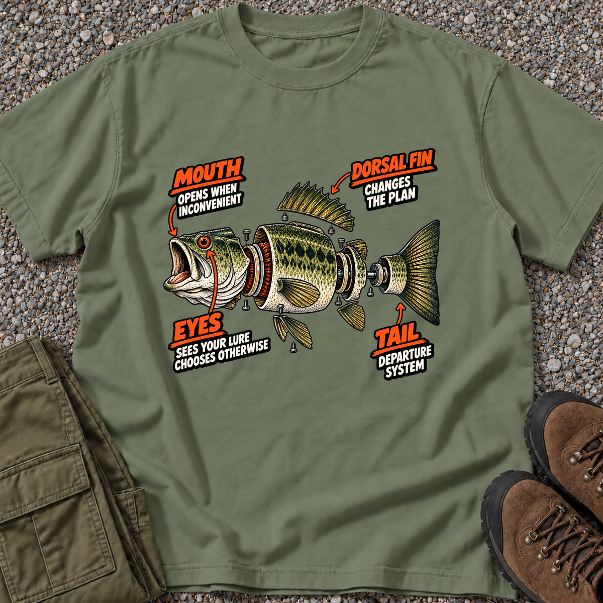 Bass Exploded View T-shirt in Moss [Drive 1JBOOdsMDWZu9OHDRYyrqeDBhPR3PcFl2]